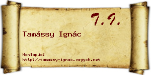 Tamássy Ignác névjegykártya